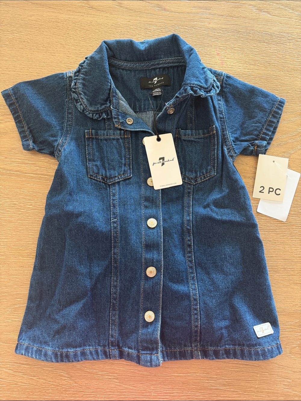 7 For All Mankind Girls' Dark Blue Denim Jacket Dress
